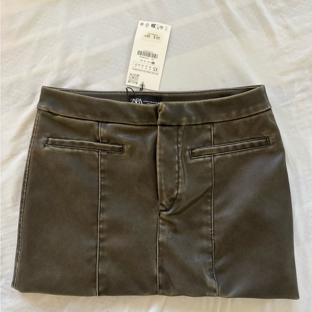 Zara Metallic Faux Leather Skirt
